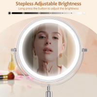 Espejo De Maquillaje De 8 Pulgadas Con Doble Cara Y Lámpara 10X Magnificación 3 Colores De Luz Adjustabilidad De Brillo Y Altura - details 2