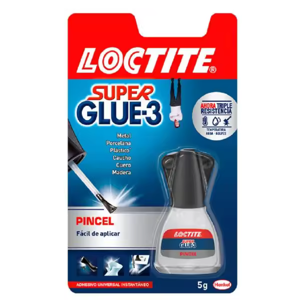 Loctite Super Glue-3 Original Con Pincel - Pegamento Fuerte De Contacto Multimaterial Loctite - Henkel - 1