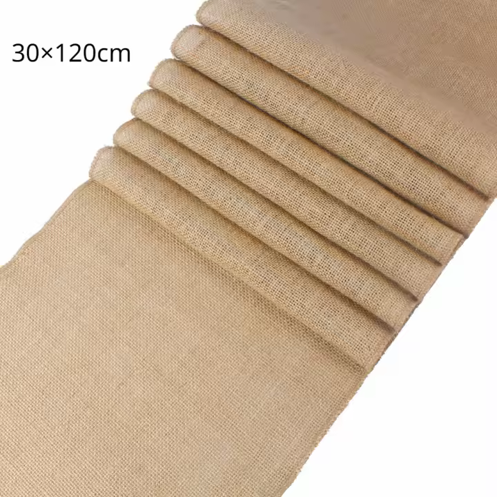 Corredor De Mesa Vintage De Lino Y Juta Natural 30cm X 1000cm Para Decoración De Boda Y Fiesta Rural En Casa Color Caqui - 1