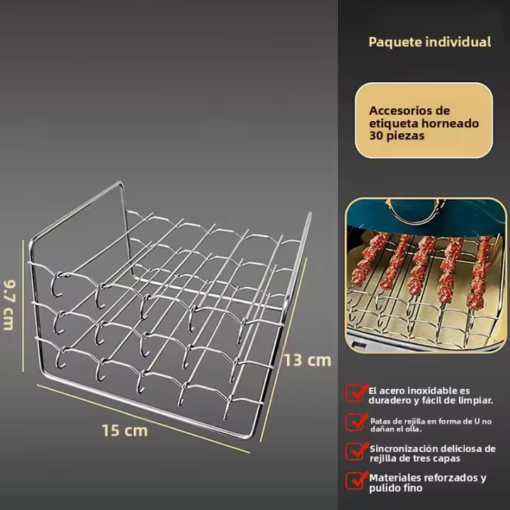 Soporte De Brochetas Para Air Fryer Vertical De Acero Inoxidable Accesorios Para Grillas Herramientas De Cocina Multi-pin - 1
