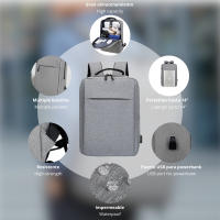 LUTODY - Mochila de Viaje Cabina, Antirrobo con Múltiples Bolsillos y Compartimentos, Organizador para Ordenador Portátil y Tablet, Impermeable - Ideal para Aviones, Trenes, Coches, Vacaciones y Oficina - details 1