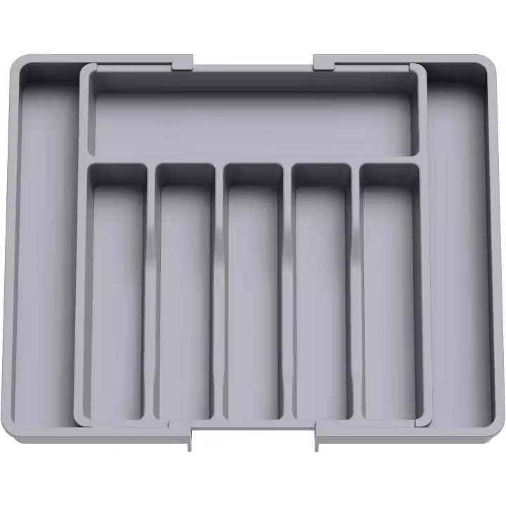 Cutlery Drawer Organiser, Expandable Utensil Tray for Kitchen, Adjustable Silverware and Flatware Holder, Compact Plastic Storage - 1