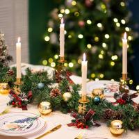 Candelabros de reno con decoración de lazo navideño, juego de 2 candelabros dorados, centros de mesa decorativos con candelabros de ciervo - details 2