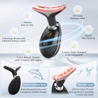 Masajeador De Cuello Con Levantamiento Facial LED De Tres Modos De Luz Dispositivo De Rejuvenecimiento De Piel Eléctrico Herramienta De Belleza Blanca - details 1