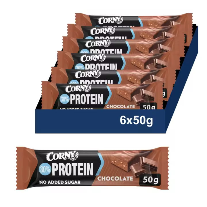 CORNY Protein Barritas 30% Proteínas de Chocolate. Sin Azúcares Añadidos. Pack 6x50gr - 1