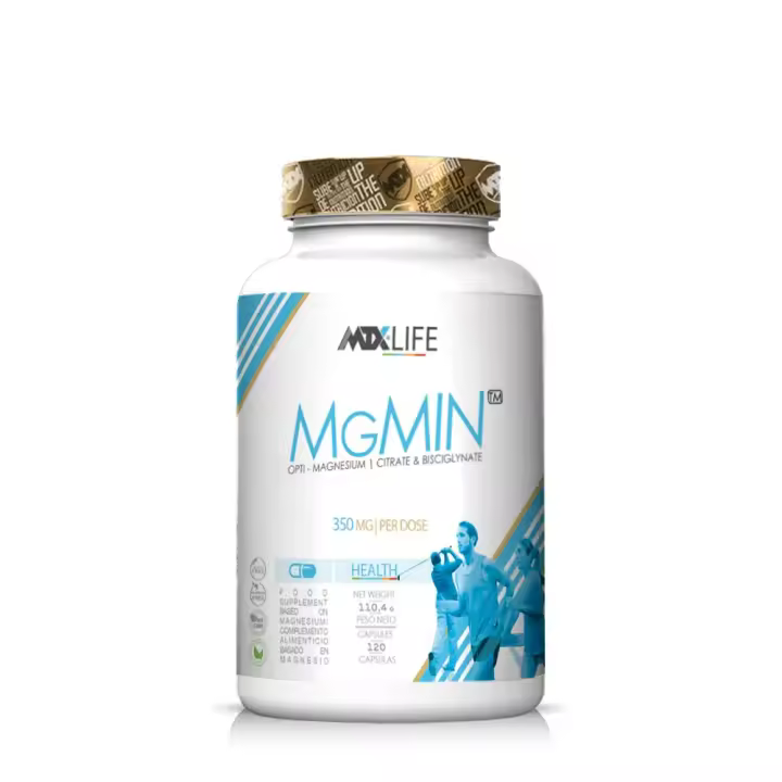 MGMIN (MAGNESIO)  by MTX PURE  – Citrato de magnesio + bisglicinato+Vitamina B6 120 caps (350Mg / dosis) - 1