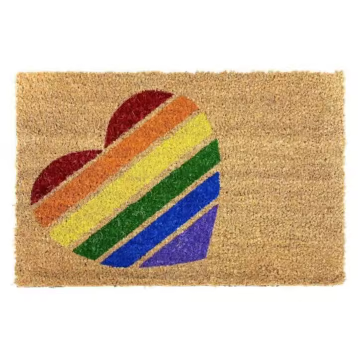 COSHANO Felpudo Alfombra Fibra de Coco Natural con Reverso PVC Antideslizante para Exterior E Interior 40x60cm (corazón Colores) - Entrega en 24 Horas - 1