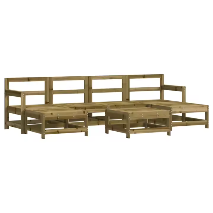 vidaXL Juego de muebles de jardín 7 pzas madera de pino impregnada - 1