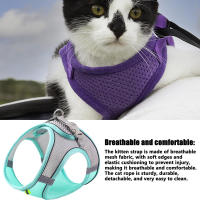 Juego De Correa Y Arnes Para Gato De Tela Malla Suave Ajustable Con Cinturones Reflectantes Para Pequeños Y Grandes Gatos Vestido De Caminar Con Correa - details 3