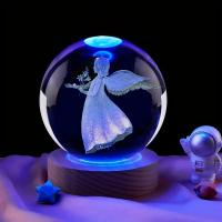 Bola De Cristal Carved Cherub 3D Decoración De Mesa Para Dormitorio Y Sala De Estar Regalo Para Mujer Madre Hija - details 2
