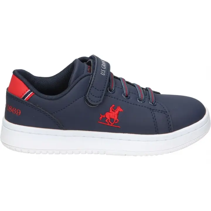 U.S. GRAND POLO | Zapatillas U.S. Grand Polo para Niño – Deportiva en Color Azul Marino con Detalles en Rojo – Sneakers con Cordones y Velcro – Casual – Máximo Ajuste – Cómodas – Modelo GPK424000 - 1