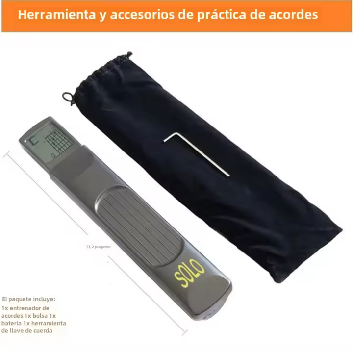 Herramienta De Práctica De Acordes De Guitarra Portátil Con Cabeza De Guitarra Y Chart De Acordes Rotatorio Para Principiantes - 1
