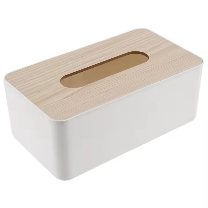 Caja de pañuelos con tapa de madera, caja de papel sanitario, servilletero de madera maciza, caja de pañuelos Simple y moderna - 1