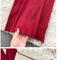Vestido Largo Elegante De Otoño Invierno Para Mujer Con Cuello Haltera Y Cintura Ajustada Vestido Bodycon Coreano Para Oficina Vestidos De Suéter - details 18