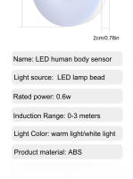 Luz Nocturna LED Recargable Por USB Con Sensor De Movimiento Para Dormitorio Escaleras Pasillo Armario - Iluminación Eficiente Energéticamente - details 11