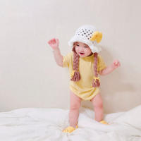 Gorro De Pescador Para Bebés Niñas Con Trenza Y Peluca Chaqueta De Punto Tejida Caliente Para Invierno Estilo Floral - details 3