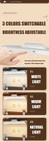 Lámpara De Mesa LED Magnética Recargable Con Control Remoto Protección Ocular Para Lectura Universidad Dormitorio Aprendizaje Lámpara Colgante Cool - details 5
