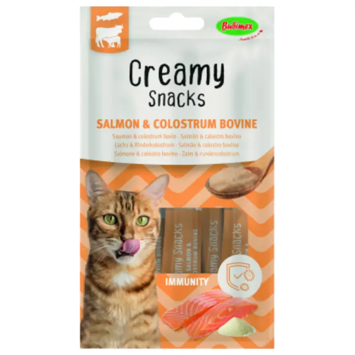 Bubimex Snack Cremoso para Gatos con Salmon y Calostro para la Inmunidad - 4x60g - 1