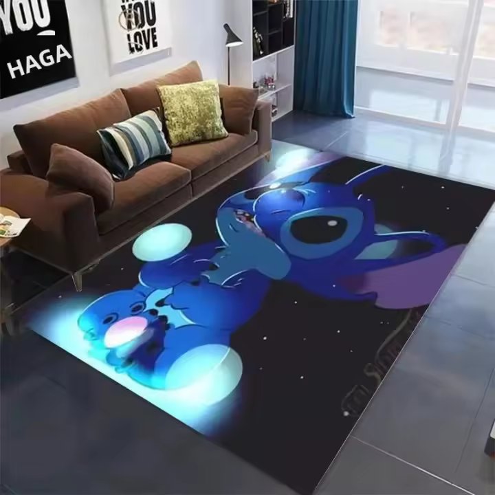 Carpetas De Piso Absorbentes Y Antideslizantes Para Dormitorio Infantil Con Diseño De Cartoon Stitch Tamaño 120x160cm Para Piso De Poliéster 100% - 1