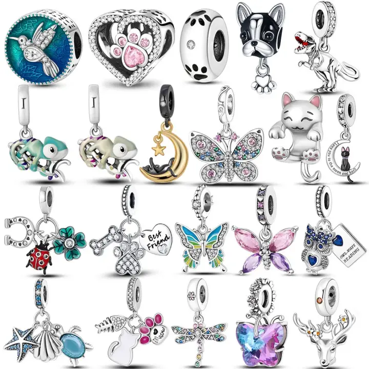 Encantos De Animal Colección Plata Francés Bulldog Gato Mariposa Ladybug Para Pulseras Originales Joyería Hechas a Medida - 1