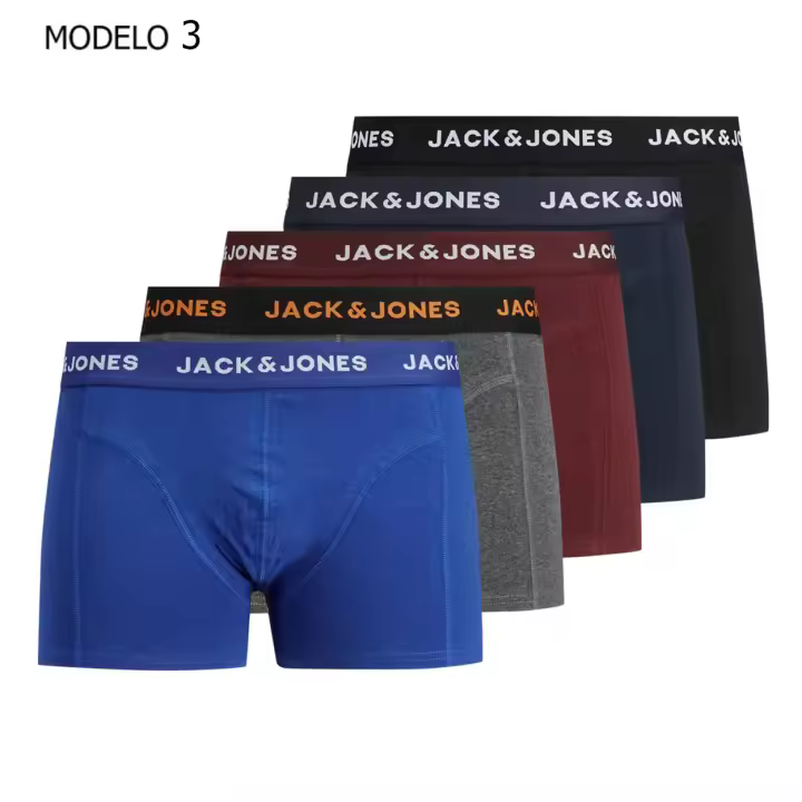 Jack & Jones Hombre Boxer Calzoncillos Pack 5 unids Mod Trunks Jacblack  , composición 95% algodón y 5% elastano - 1