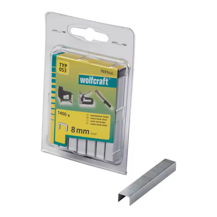 WOLFCRAFT Pack 1400 Grapas Lomo Ancho 8mm Acero WOLFCRAFT - 82622 Grapas Recambios y Accesorios Tornillos Grapas - 1
