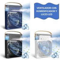 Lolek Ventilador de Mesa con Humidificador y Luces Led 600ml de Capacidad de Agua con Conector Tipo C Cable Incorporado - details 0