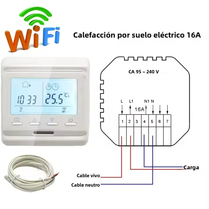 Termostato Inteligente WiFi MINCO HEAT Para Calefacción Eléctrica/Agua/Gas Controlador De Temperatura Compatible Con Alexa Y Google Home Color Blanco/ Negro - 1