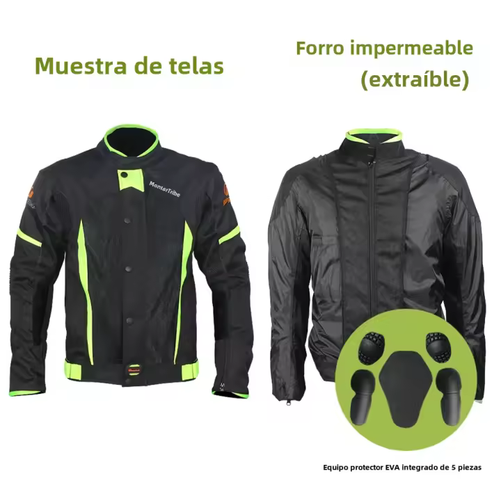 Chaqueta De Motocicleta Estilo Verano Con Protección Y Línea Impermeable Para Hombres Y Mujeres Reflectante 5pcs Almohadillas Protectoras JK-37 - 1