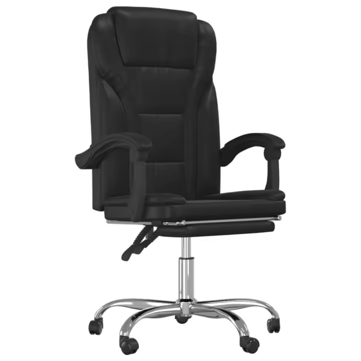 Silla de Oficina reclinable de cuero sintético Negro - 1