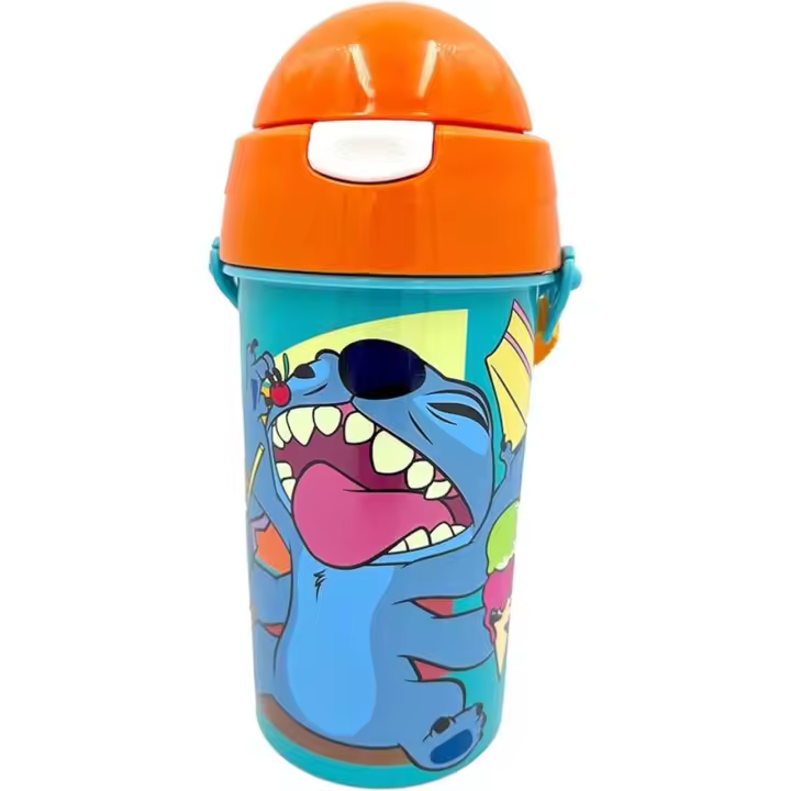 Botella Cantimplora de agua infantil Stitch 500ml | Cantimplora para niños con correa - 1