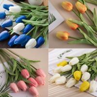 3pcs/set Flores De Seda Artificiales Tulipes Colores Vibrantes Duraderas PU Simulación Para Decoración De Sala De Estar Bouquet DIY - details 11
