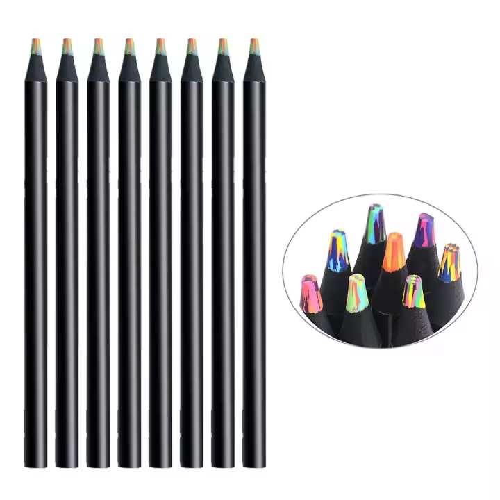 Lápices arcoíris de 8 colores, lápices de colores jumbo para adultos, lápices multicolores - 1