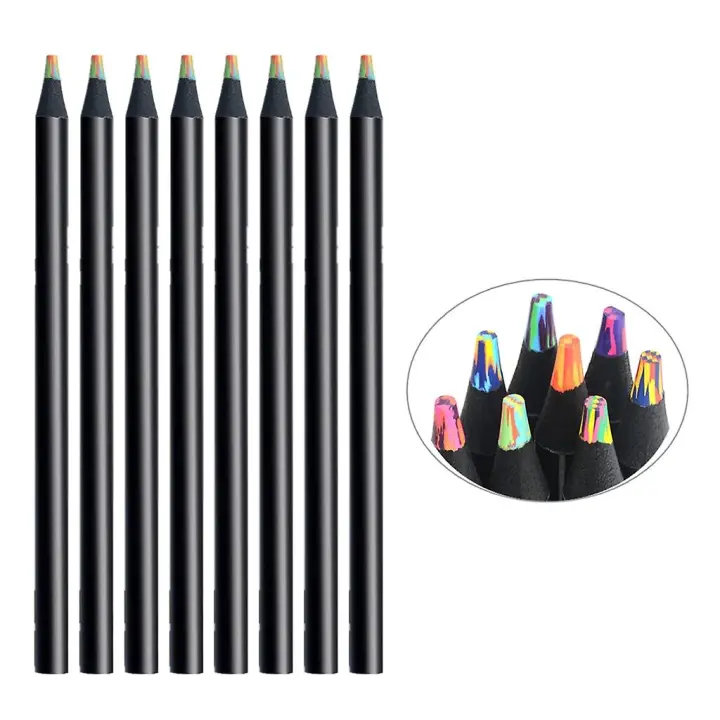 Lápices arcoíris de 8 colores, lápices de colores jumbo para adultos, lápices multicolores - 1
