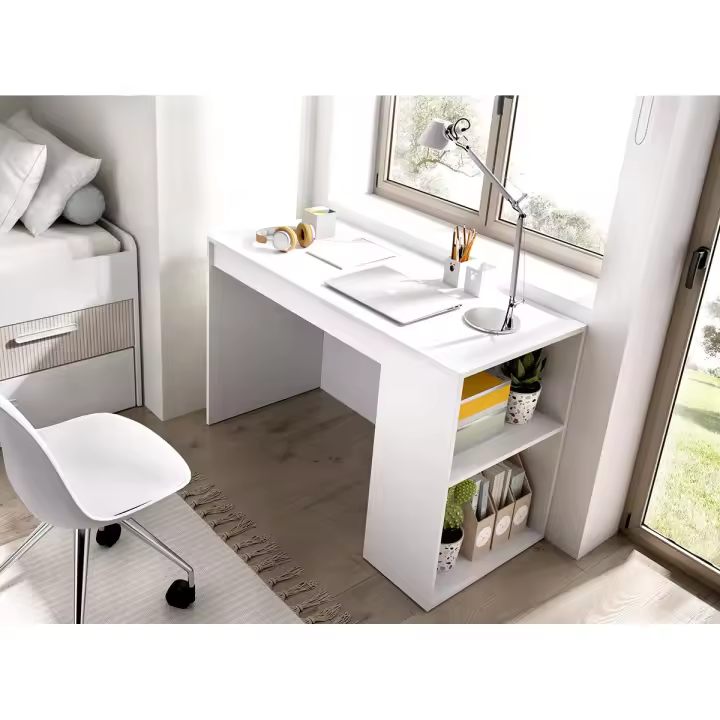 DEKIT GRUPO RIMOBEL TEO - MESA ESCRITORIO TEO CON CAJON Y ESTANTERIA - 115 X 74 X 50 CM - BLANCO - 1