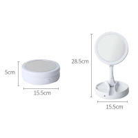 Espejo De Maquillaje Con Luz LED , Espejo De Tocador Con Rotación De 360°, Plegable, Con Base De Almacenamiento Con 3 Compartimentos y Espejo de aumento - details 9
