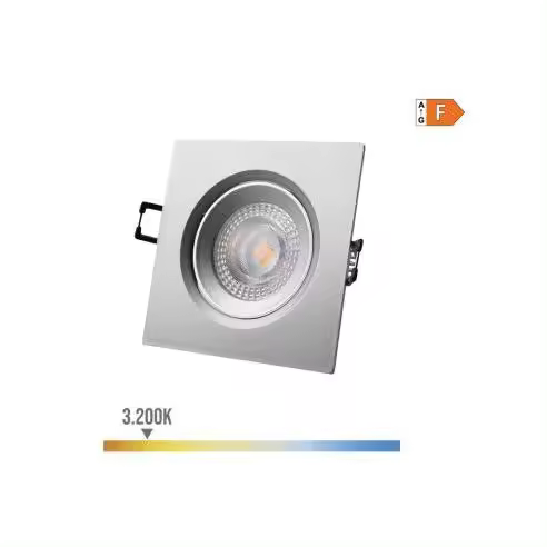 EDM Downlight LED Empotrable Cuadrado 5W 3200K Luz Cálida Cromado 9x9cm - 31658  Iluminación Interior Downlights - 1