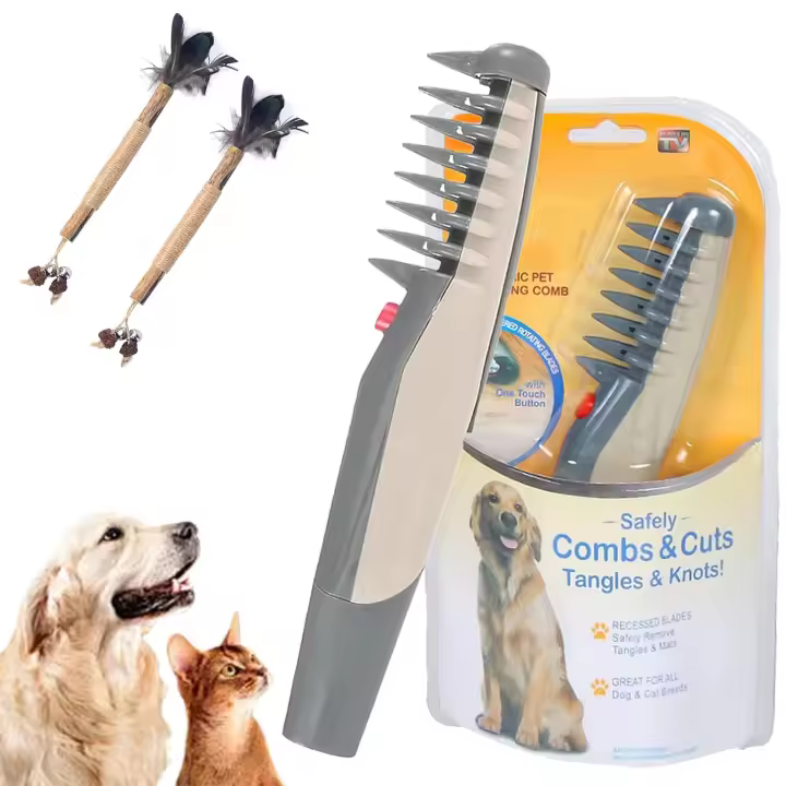 Lifweb Mataway e-Comb, nuevo peine Mataway (2025) para perros y gatos, herramienta eléctrica 2 en 1 para el cuidado de mascotas con afeitadora y recortadora de pelo para todas las razas, cepillo deslanador para perros y gatos (1 unidad) - 1