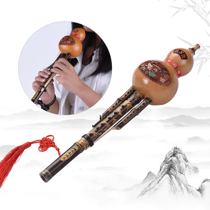 Flauta De Bambú Negro Hecha a Mano En China Hulusi Gourd Cucurbit Para Principiantes Y Amantes De La Música Con Estuche Clave De C - 1