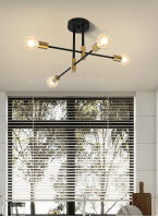 Candelabro De Techo Moderno Nórdico Simple Ramas Negro Oro LED Para Restaurante Pasillo Balconada Iluminación Metálico E27 - details 2
