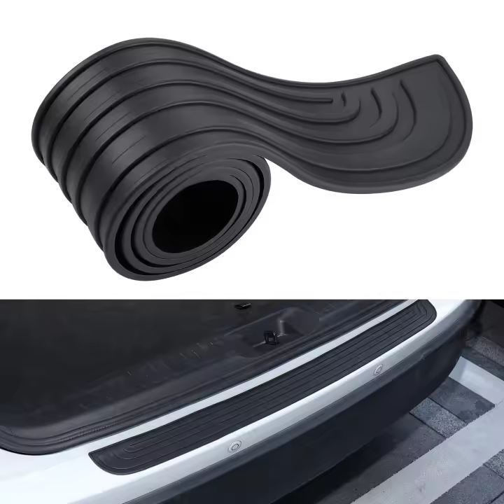Protector de parachoques de coche, 104 cm x 9 cm, protector de la carga de Goma, autoadhesivo, compatible con la mayoría de los coches, color Negro - 1
