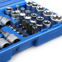 Nueva Kit De Herramientas Manuales 34Pcs Tornillos Torx Estrella Macho Y Hembra Con Llave De 3/8" Y Hexagonal 5/16" Para Reparación De Coches En Casa - details 8