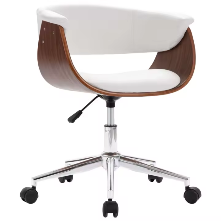 Silla Oficina giratoria Madera curvada cuero sintético Blanco - 1