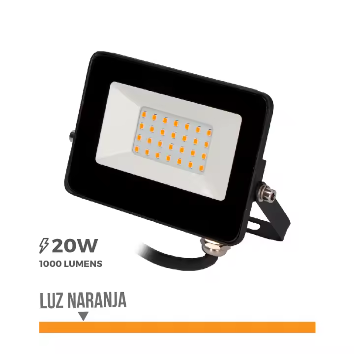 FOCO PROYECTOR LED 20W 1000lm LUZ NARANJA 12x8,8x2,4cm EDM - 1