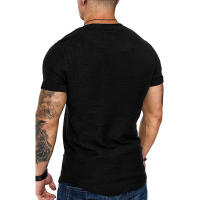 Camiseta Deportiva Para Hombre Cuello Redondo Manga Corta Ajustada Fitness Casual Hip Hop Verano Moda Sólida Basic Top - details 5