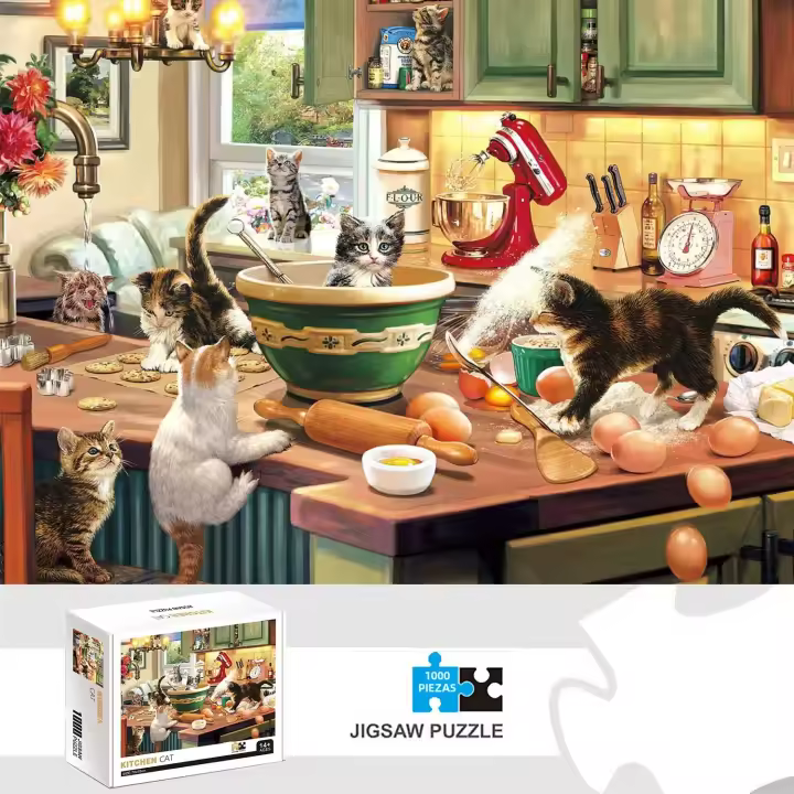 Rompecabezas De Gato Para La Cocina 1000 Piezas Juego Educativo Para Adultos Y Niños Decoración Del Hogar Divertido Y Desafiante - 1