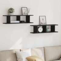 vidaXL Estantes pared 2uds madera ingeniería roble artisian 75x18x20cm en color Roble artisan/Roble negro/Madera antigua | práctico organizador multiusos diseño compacto funcional - details 1