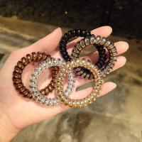 10pcs/Set Scrunchies De Cordón De Teléfono Espiral Cinturones Elásticos Para El Cabello Accesorios Para Mujer Color Metálico - details 2