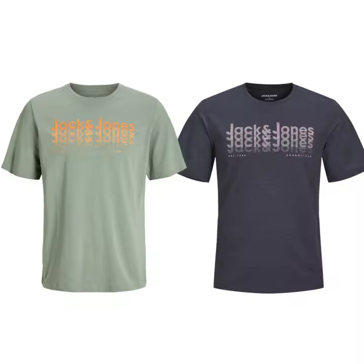 Jack & Jones NEW25 Hombre Pack 2 Camisetas de Algodón de 160 grs Diseño Jaspeado Mod JJTEX SS CREW NECK Logo de la marca Moda Casual informal REF 2693335 - 1