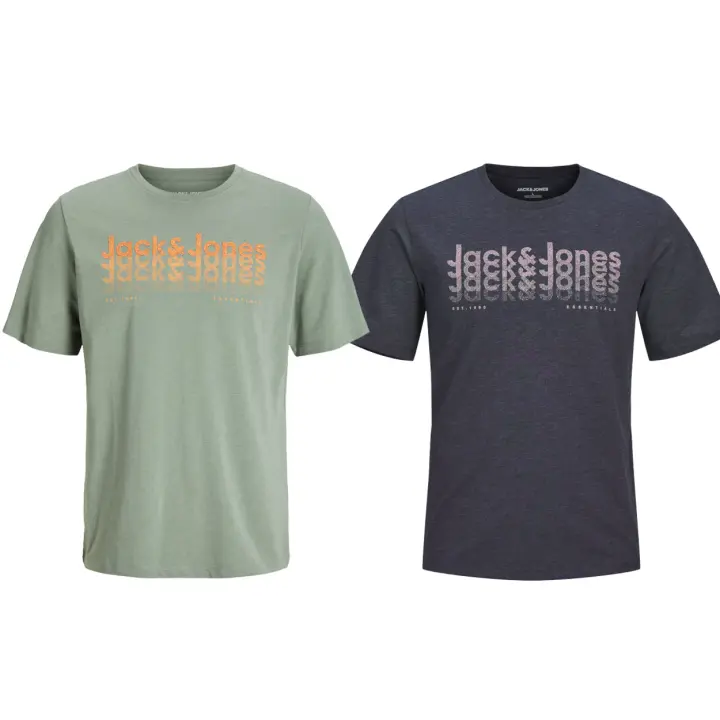 Jack & Jones NEW25 Hombre Pack 2 Camisetas de Algodón de 160 grs Diseño Jaspeado Mod JJTEX SS CREW NECK Logo de la marca Moda Casual informal REF 2693335 - 1